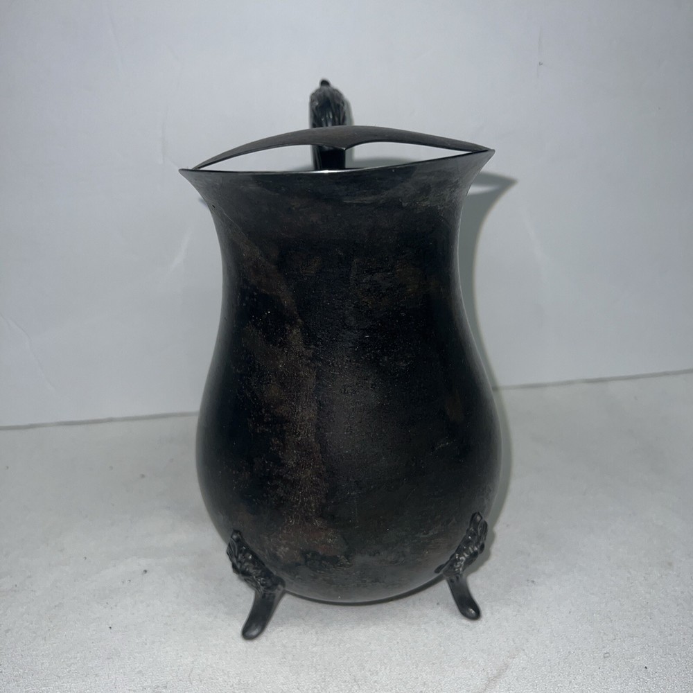 Vintage Silver Plated Water Pitcher Ice Guard Footed