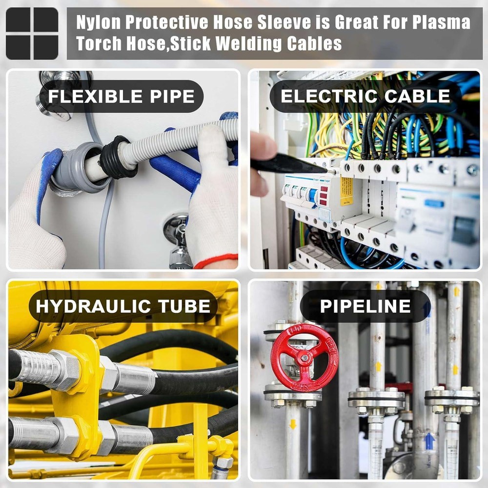 26 Ft Nylon Protective Hose Sleeve Cable Sleeve Torch Hydraulic Hose Protector C