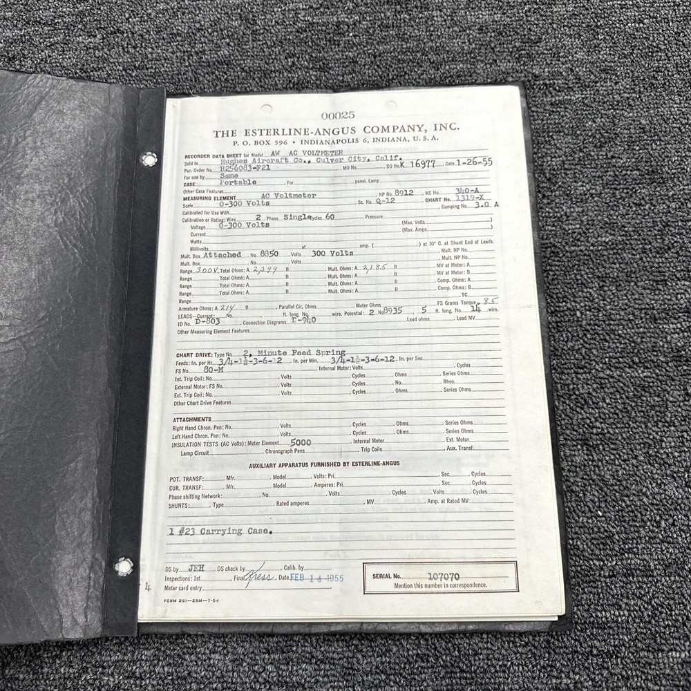 Esterline-Angus Model A. W. Graphic Instruments Instructions 107070