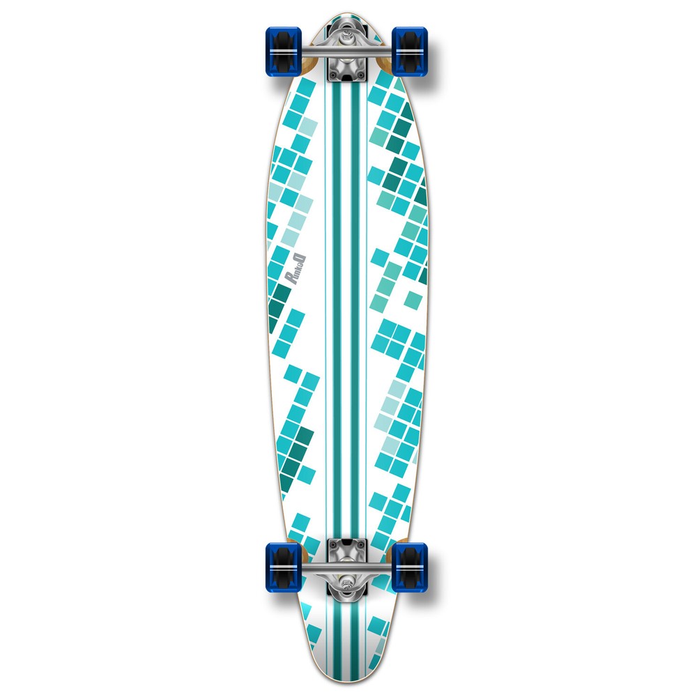 Yocaher Kicktail White Digital Wave Longboard Complete