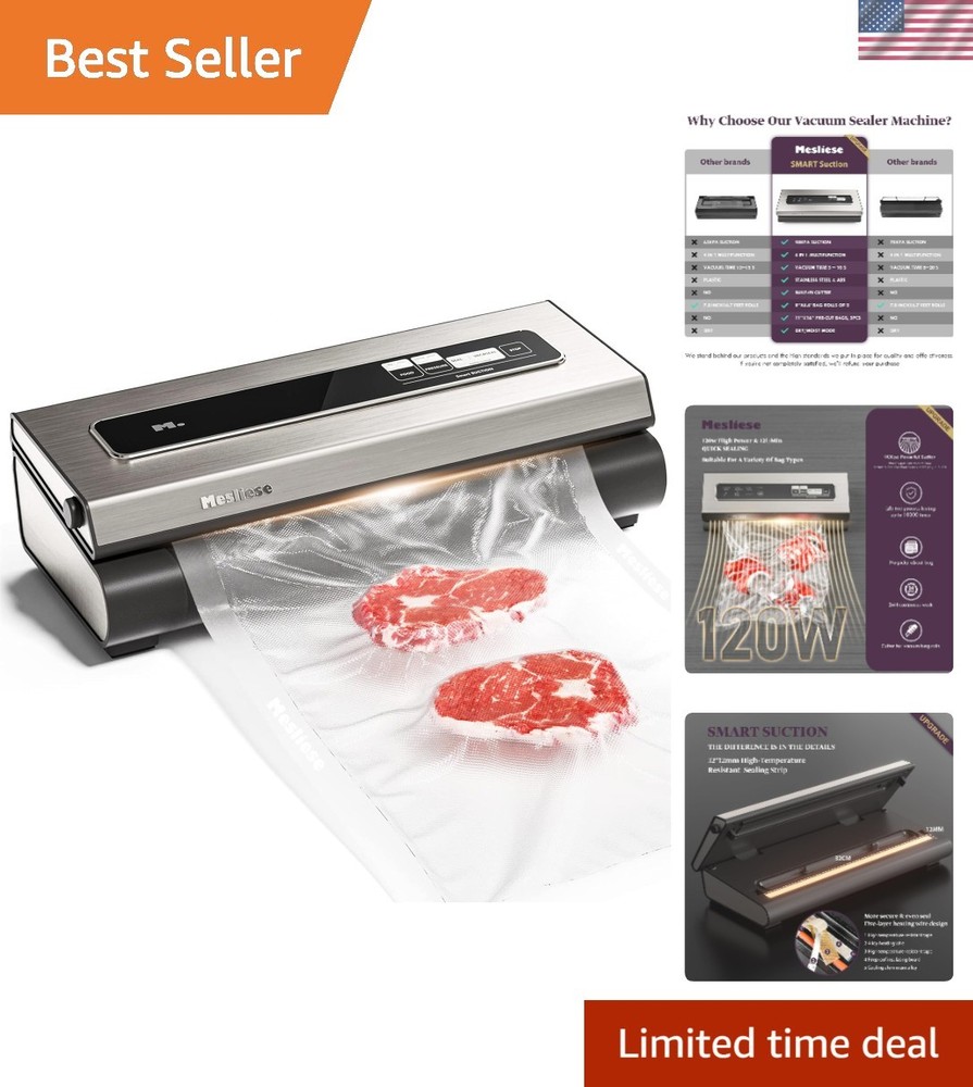 Professional Food Vacuum Sealer Machine - 5- , Silver Finish