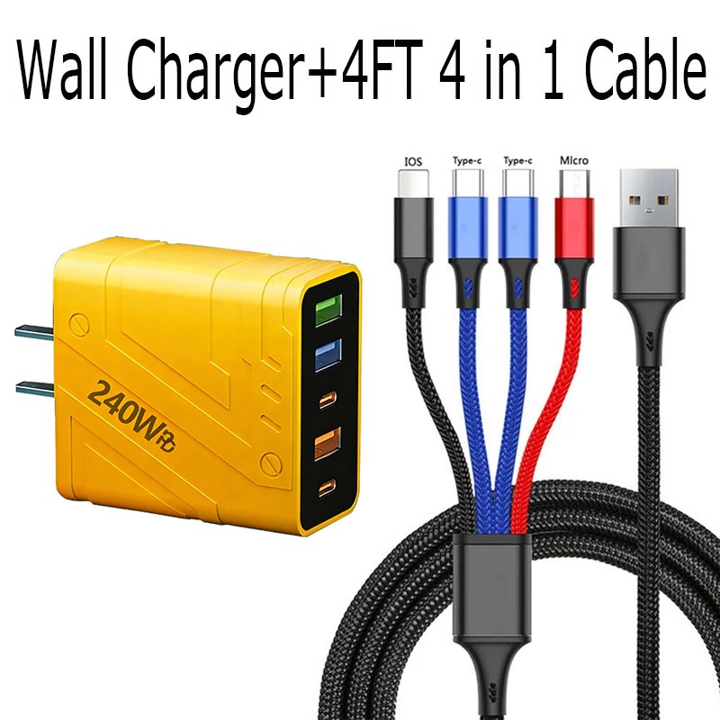 Multi Charging Cable 4 in 1 Multiple USB Fast Charger For iPhone Type C Micro