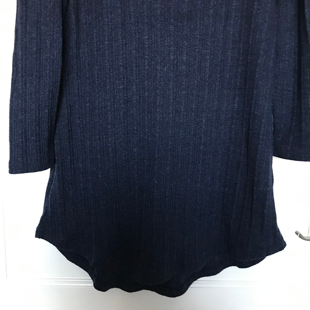 Peacocks Navy Blue Stripe Jumper Size 12 3/4 Sleeve Round Neck Thin Pullover