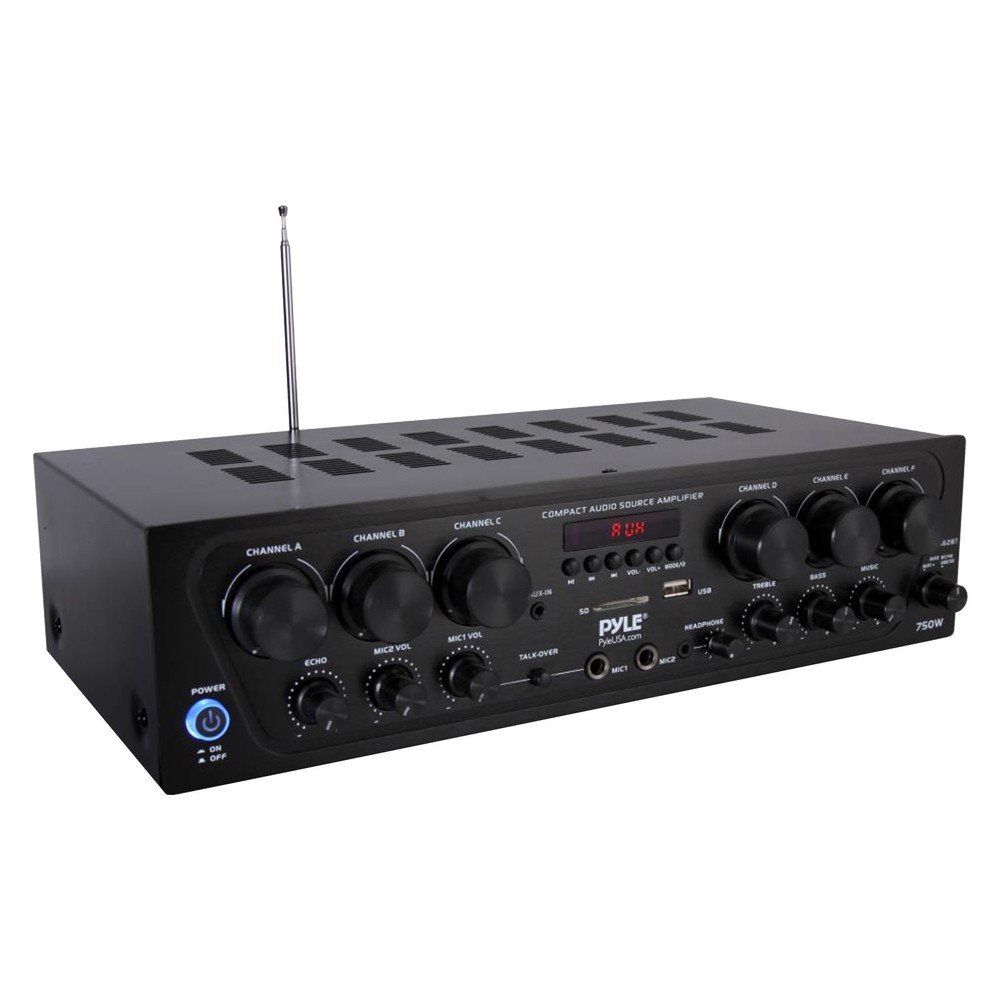 Pyle PTA62BT Bluetooth Receiver Bundle w/ 6x 8" Full Range Stereo Speaker, Wire