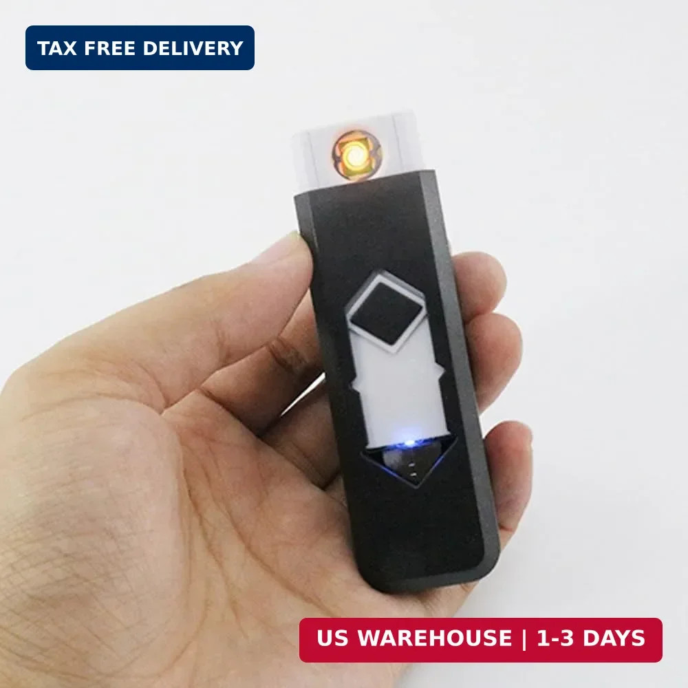 2Pcs Electronic Lighter Rechargeable USB Lighter Windproof Flameless Ignition (B