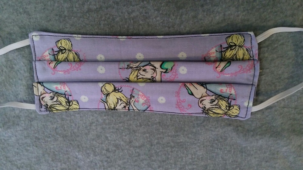 Handmade Fabric Face Mask - Reusable Disney Tinkerbell