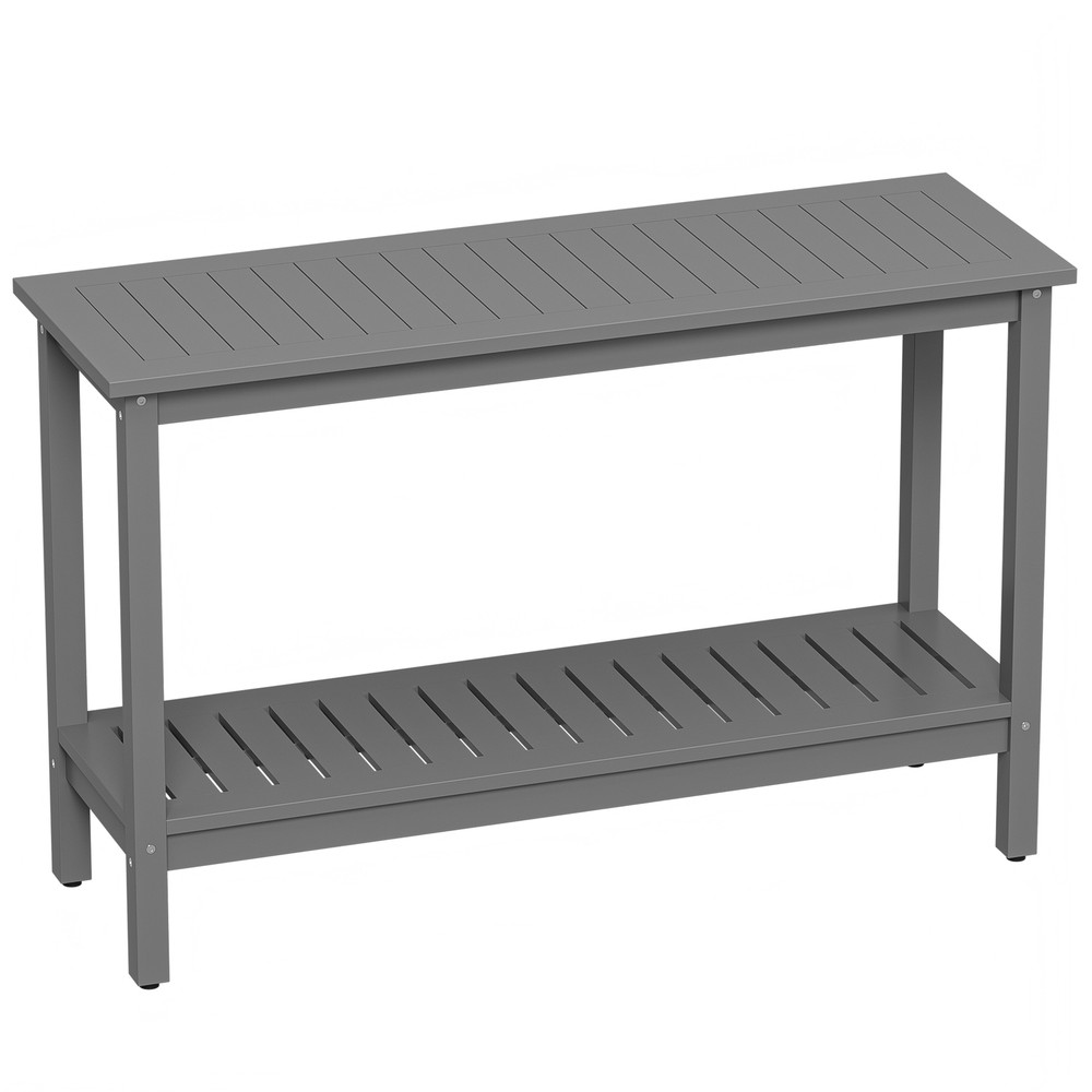 Console Table 48" Patio Side Accent Table Multifunctional with Foot Sliders Grey