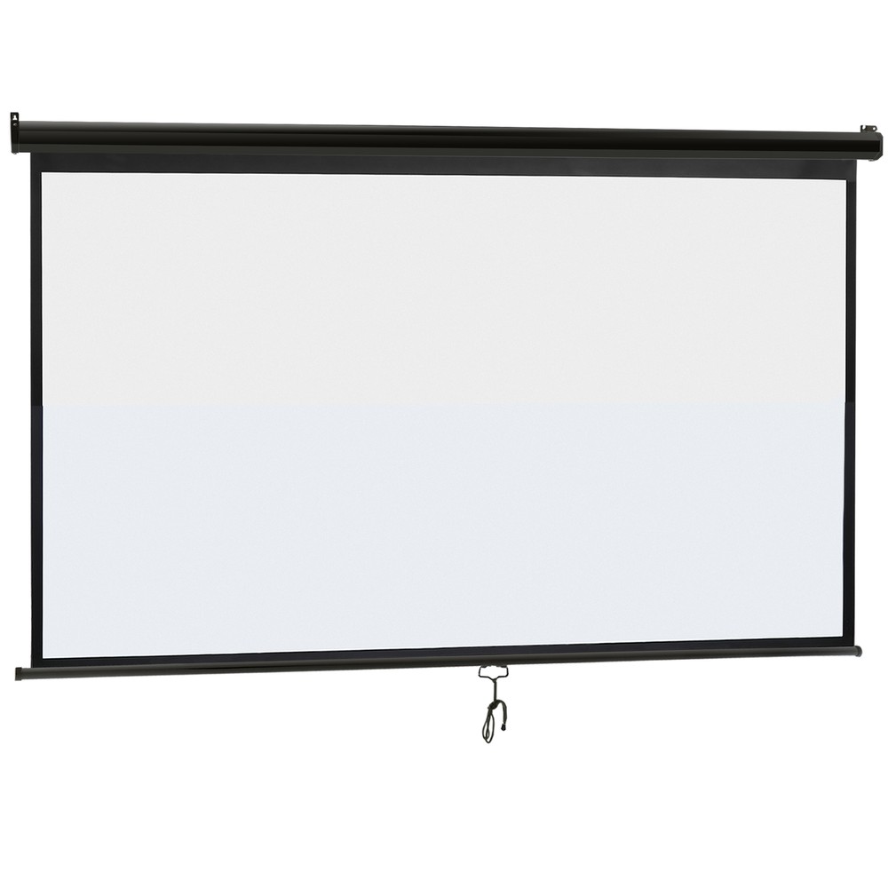 Projector Screen 100" 16:9 HD Portable Manual Pull Down Projection Screen Black