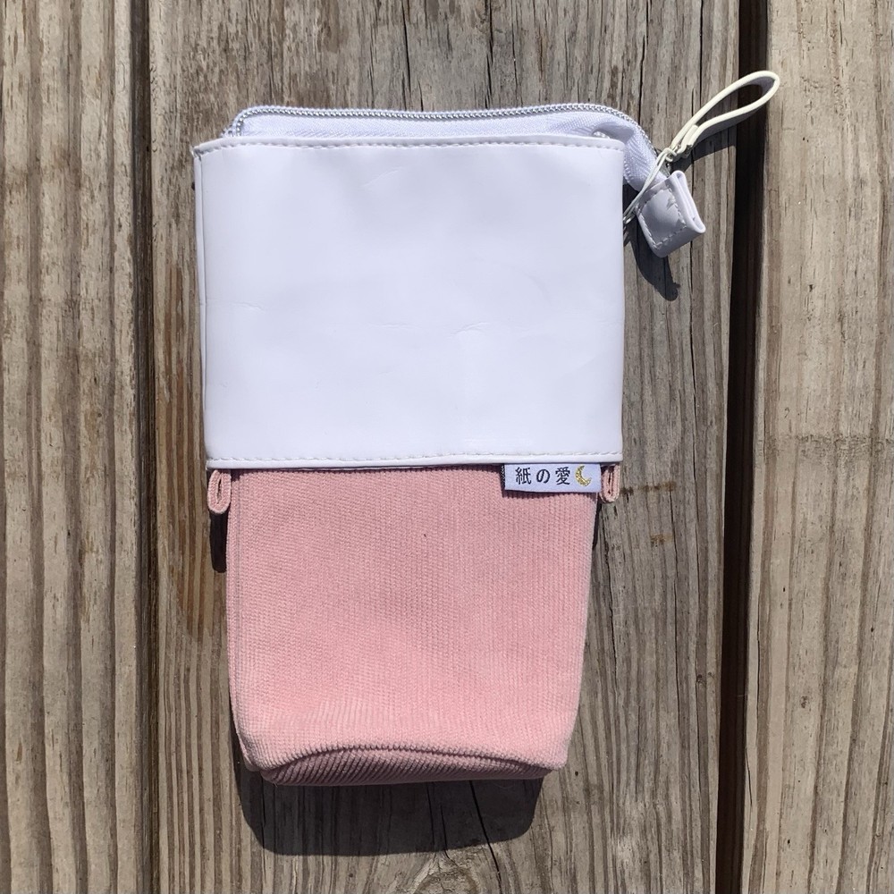 Pink And White Collapsable Pencil Pushcase