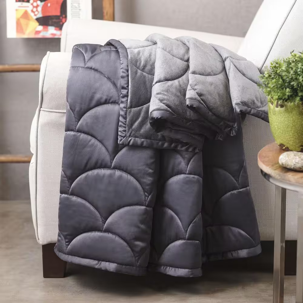 Charcoal Reversible down Alternative Throw