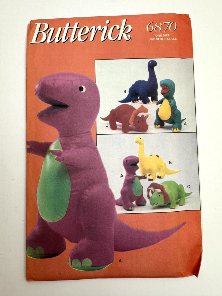 Vintage Butterick Craft Pattern Dinosaurs 6870 - Uncut