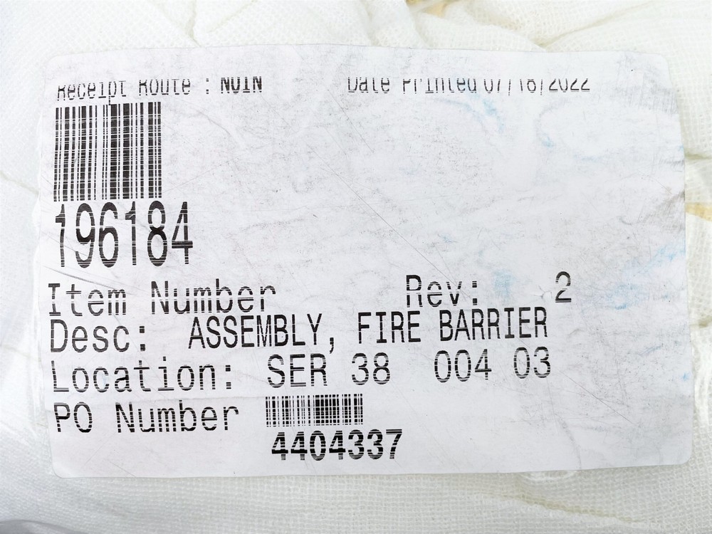 OEM Hillrom 196184 Fire Barrier Assembly