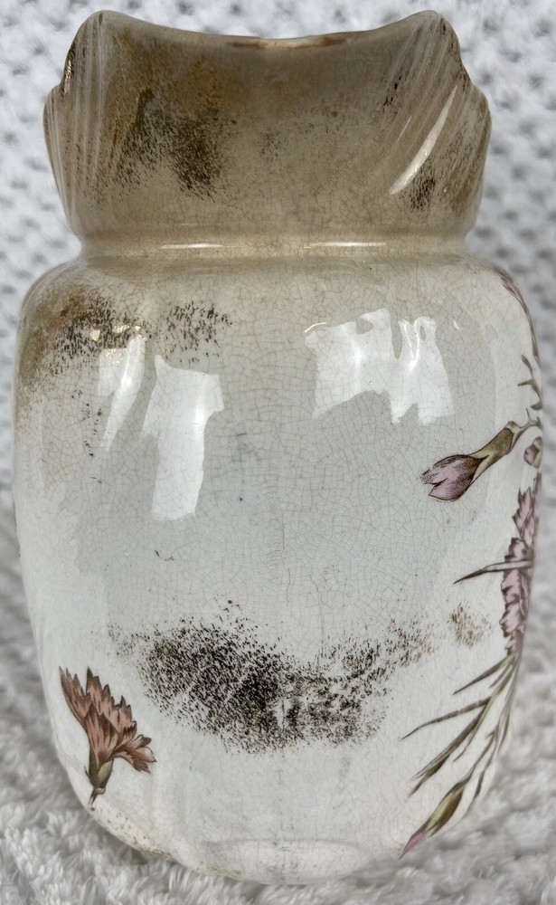 Vintage Floral Milk Pitcher - Ample Gold Flecks - Ornate Nubby Handle