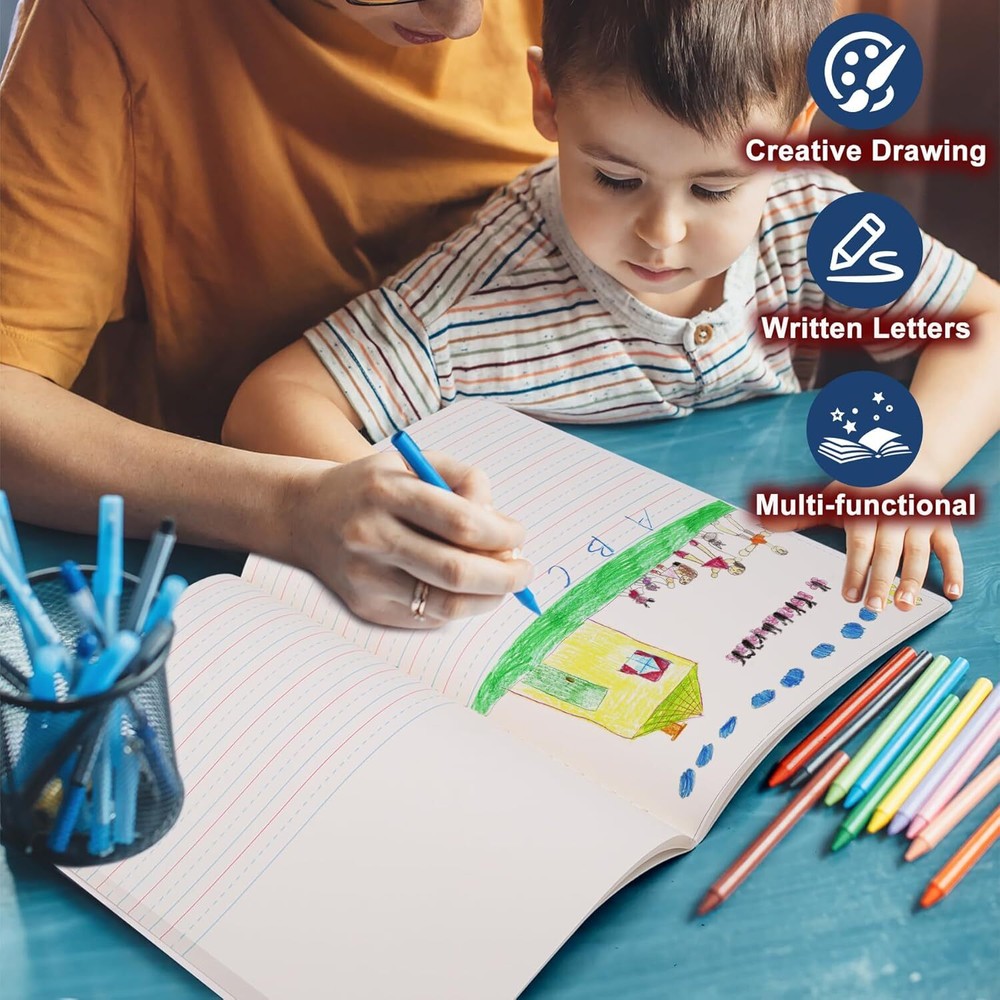 48PCS Primary Composition Notebook K-2 Grades Writing Workbook Spiral Paper Book