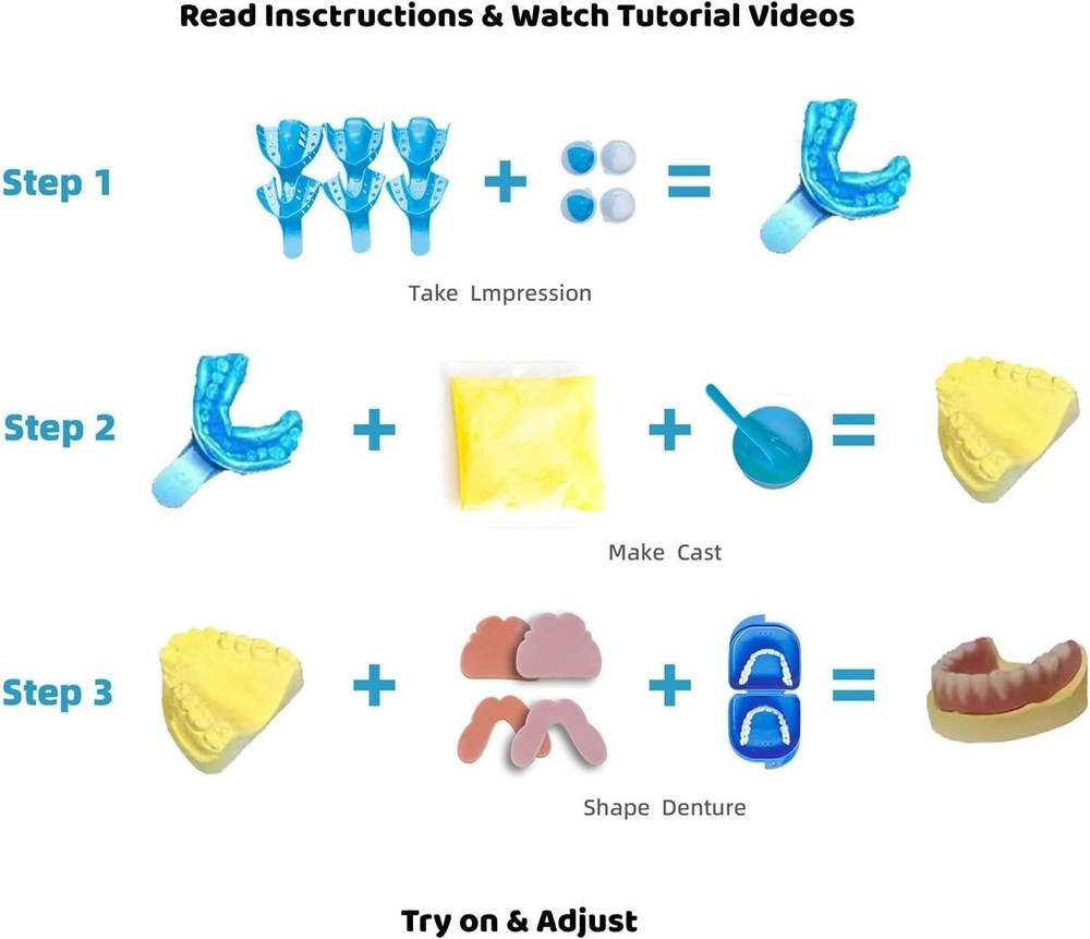 DIY Denture Kit with Impression(2 Sets of False Teeth) Small