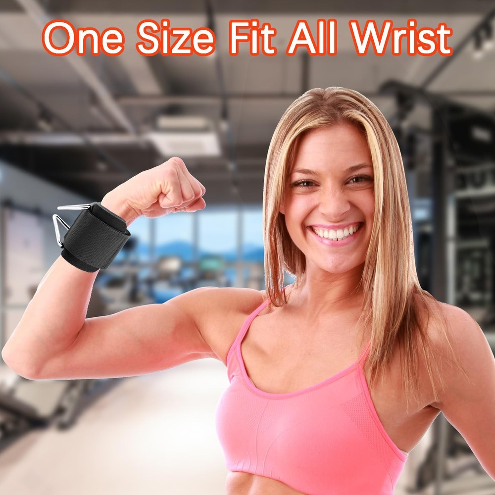 2Pack Wrist Cuffs for Cable Machine, Adjustable Neoprene Padding, One Size Fi...