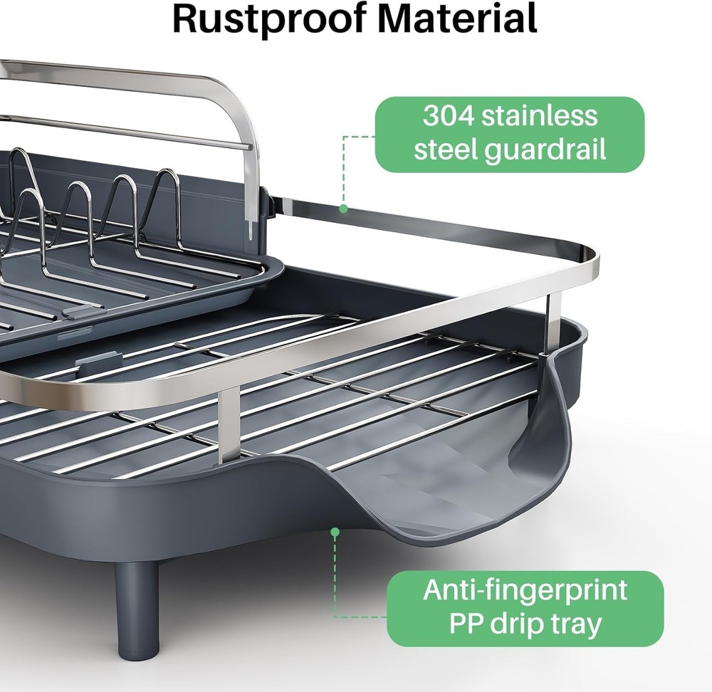 Dish Drying Rack Expandable Dish Rack Kitchen Counter Rust-Resistant Dish