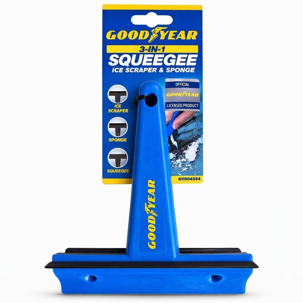 Goodyear 3-in-1 Ice Scraper Squeegee & Sponge Car Windscreen Cleaner Winter Tool