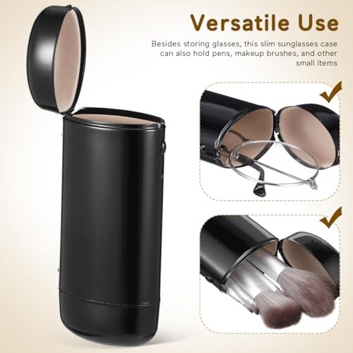 Metal Eyeglasses Case Side Button Closure Compact Hard Shell Sunglass Holder