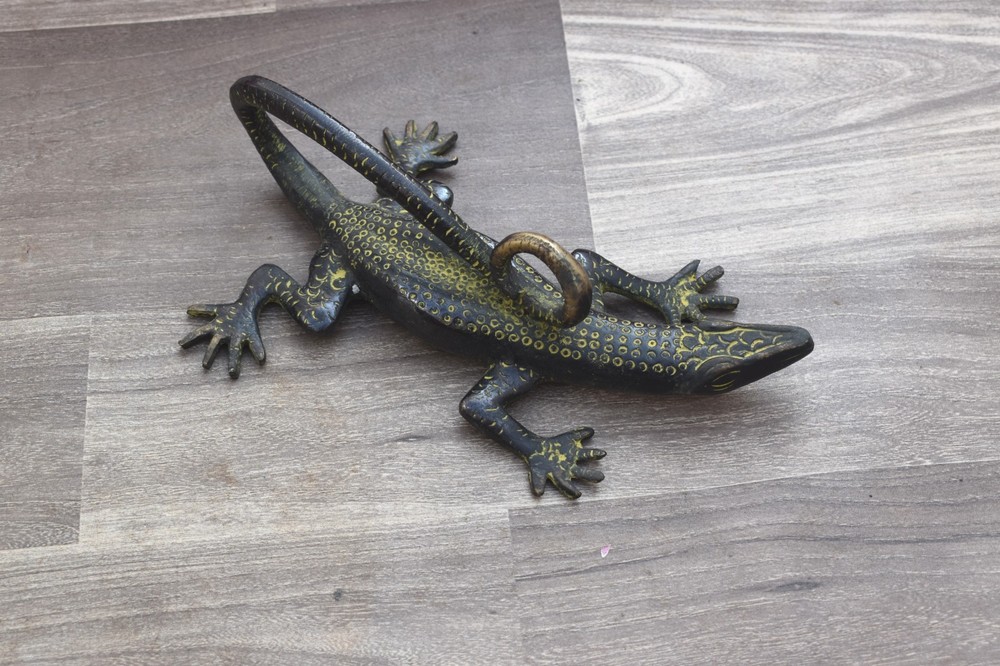 Vintage Brass Door Handle pull Lizard Heavy Gate Pull Handle Table Decor statue