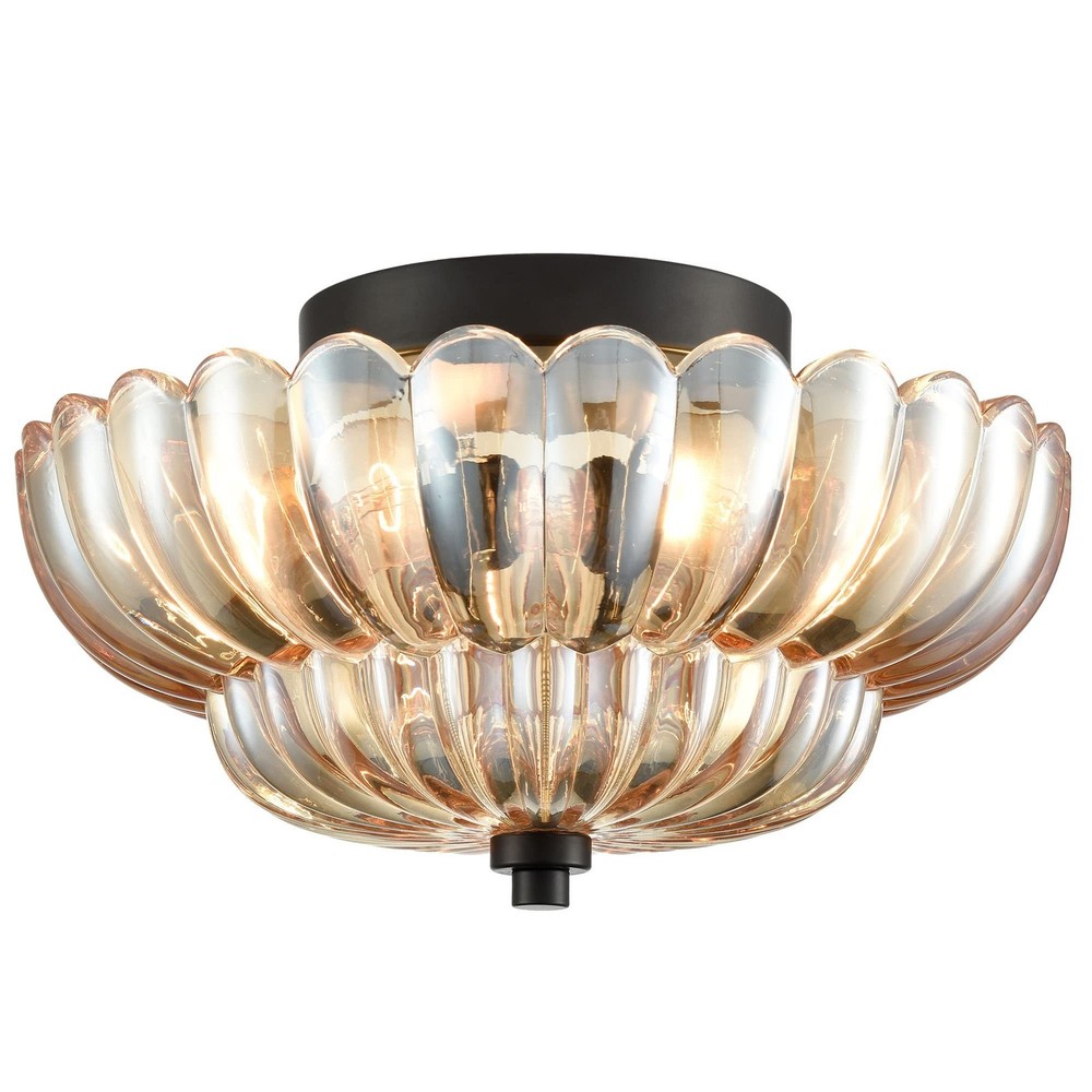 HYDELITE Modern Black Flush Mount Ceiling Light 3-Light Close to Ceiling Ligh...