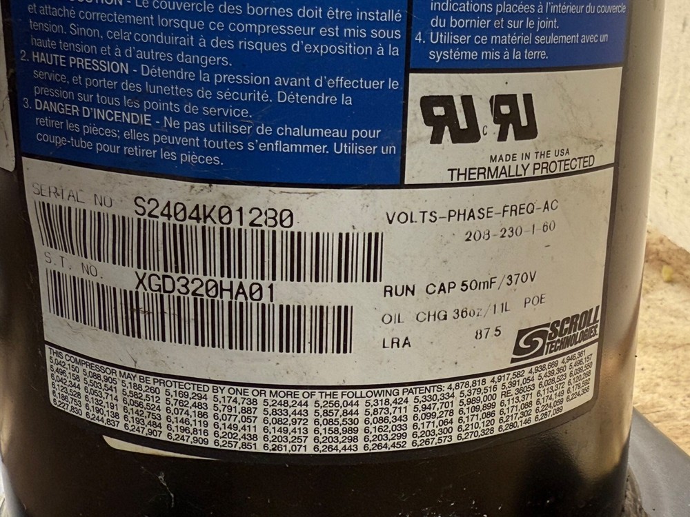Benchmark H83C323ABCA AC Compressor