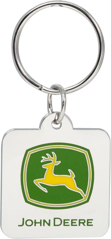 004173R01 John Deere Logo Enamel Keychain,Silver