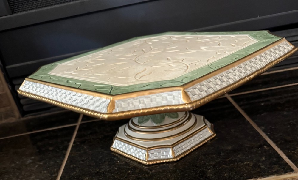 Fitz & Floyd Pedestal Cake Stand Vintage Gregorian Collection