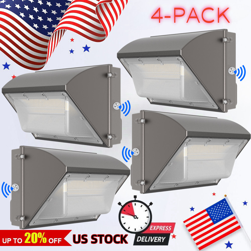 4 Pcs 125W LED Wall Pack Light Dusk to Dawn Commercial Outdoor Security Light