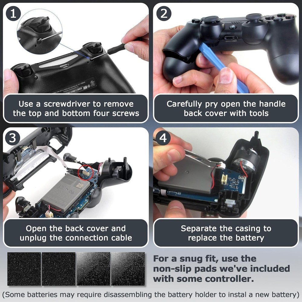 2 Pack 2000mAh Batteries for PS4Pro/PS4Slim Controller,Replacement Lithium Ba...