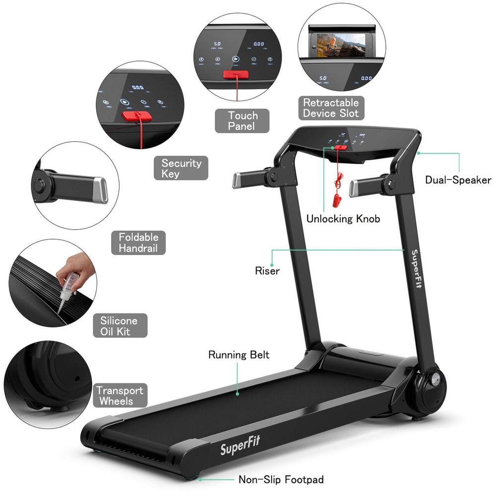 SuperFit 3HP Electric Treadmill Folding Running Machine w/ Speaker