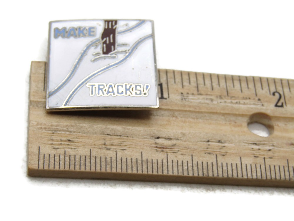 Make Tracks! Lettered Pin White Trail & Silver Tone