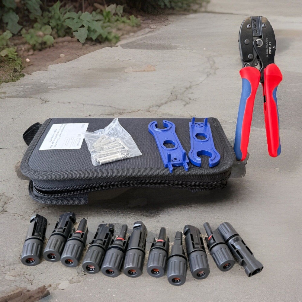 20pcs FM Solar Panel Cable Connector Terminal & Crimper PV Crimping Plier Tool