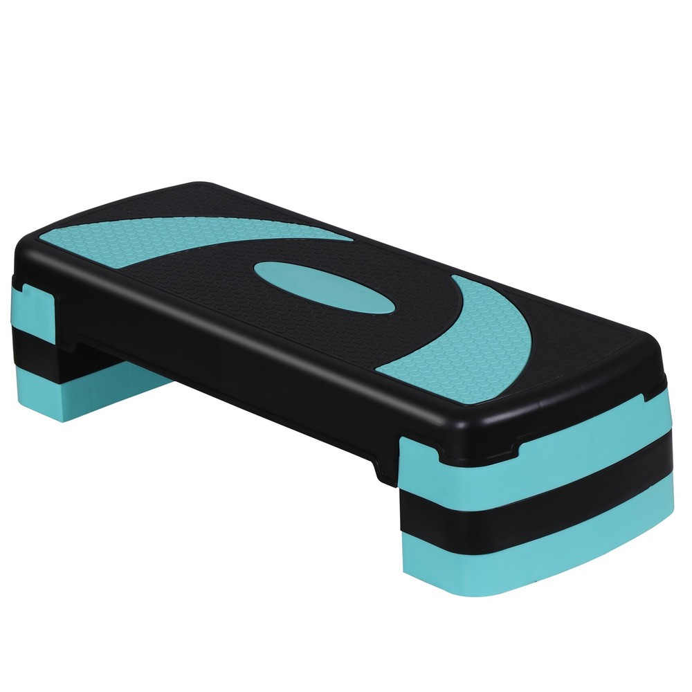 Adjustable Aerobic Stepper Workout Step with 4 Risers Exercise Platform Green