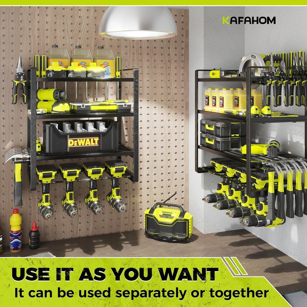 Power Tool Organizer 8 Drill Holder Wall Mount 4 Layers Garage Tool Organizer...