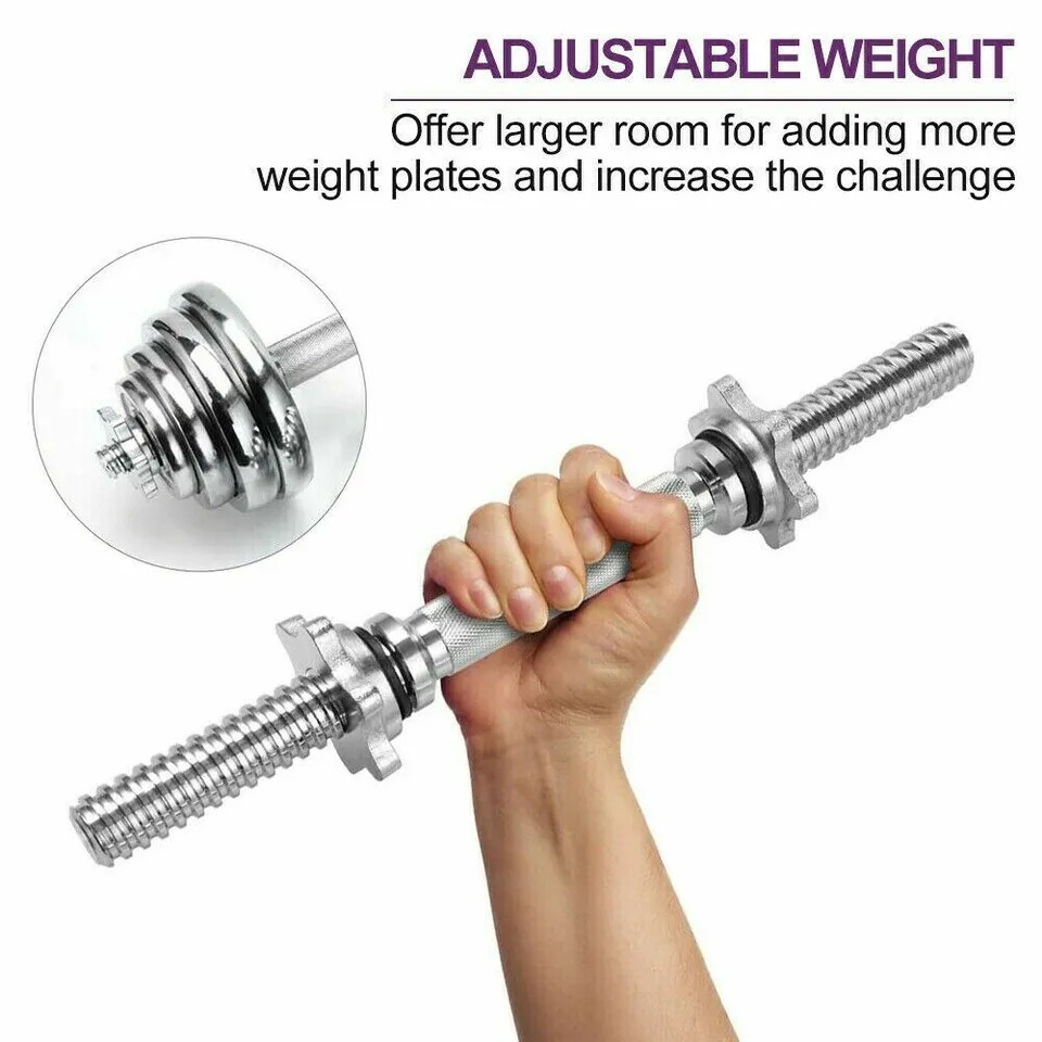 Threaded Dumbbell Chrome Handles 1 Inch Pair, 17.7" Adjustable Dumbbell Bar