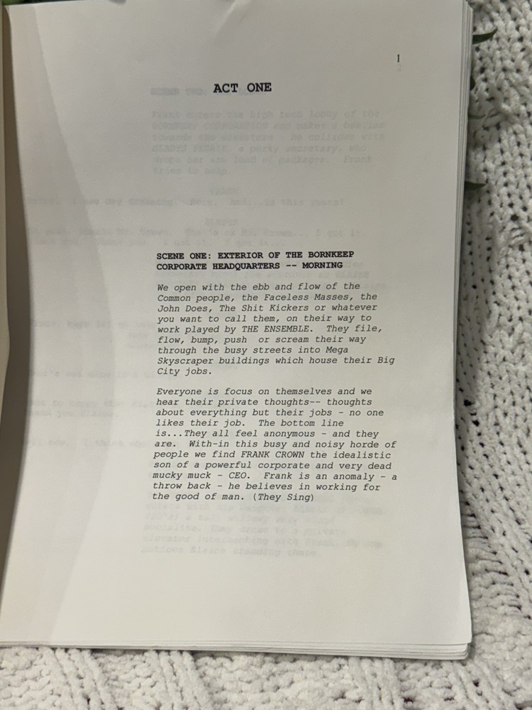 Whistle Blower Musical Script 1st Draft Yvette Freeman Hartley Rare Unproduced