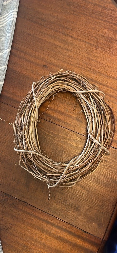 Grapevine Wreath with Burlap Bow and Metal Hanger