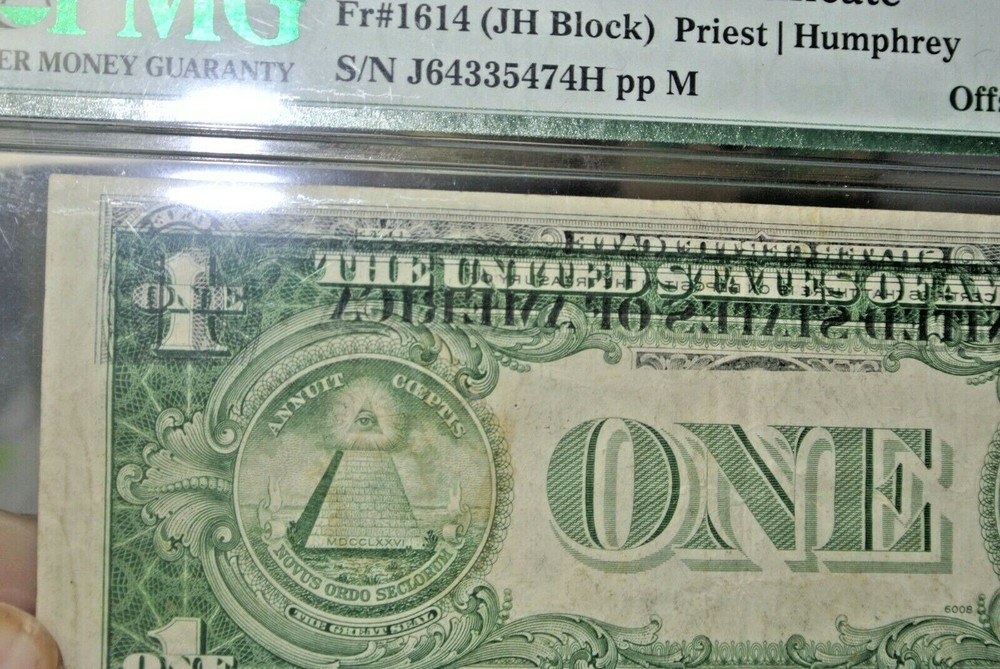1935 E $1 SILVER CERTIFICATE PMG 40 PARTIAL OFFSET FRONT to BACK Error -RARE