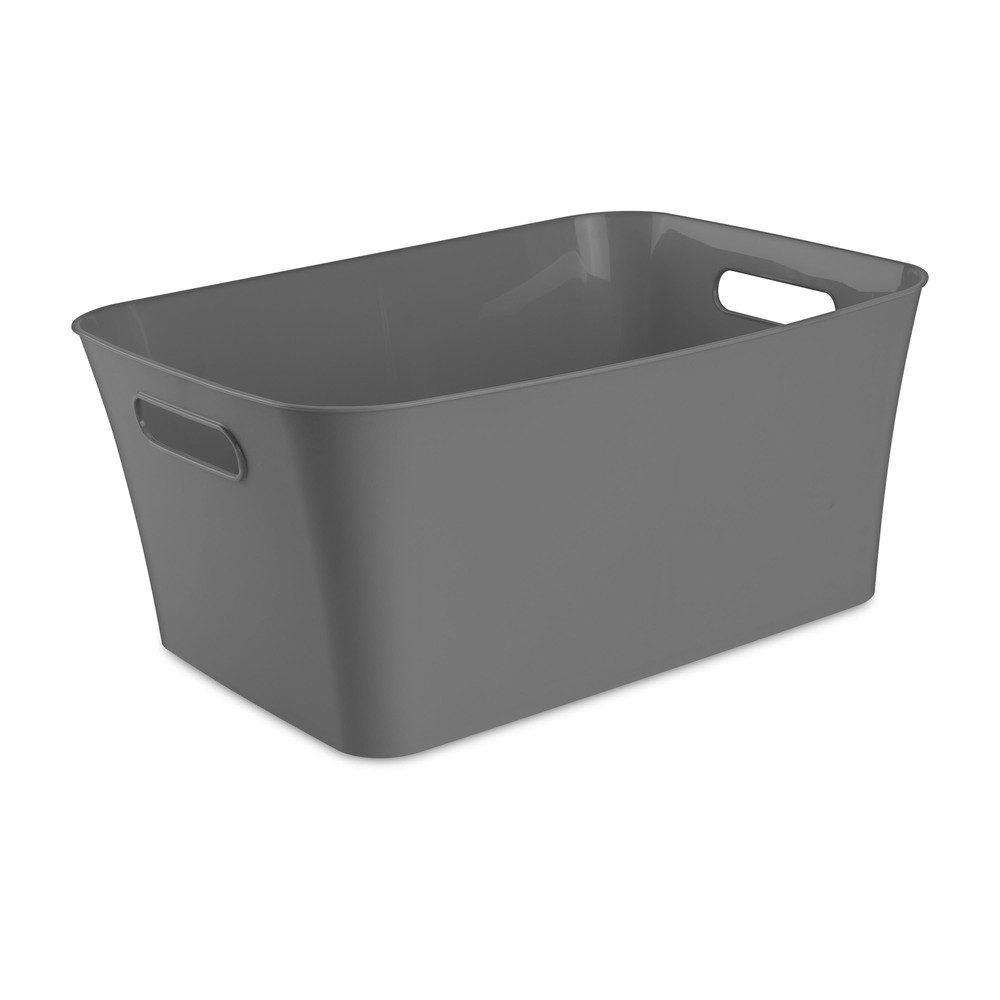 (3 pack) Large Plastic Storage Bin, Gray