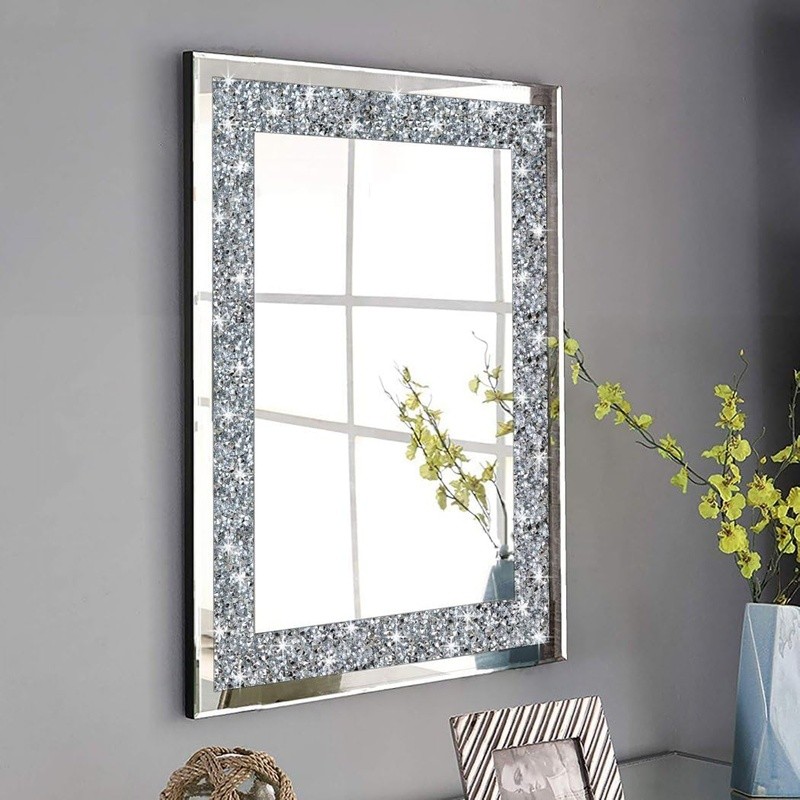 Frameless Wall Mirror Crystal Crush Diamond Decorative Chic Home Decor New