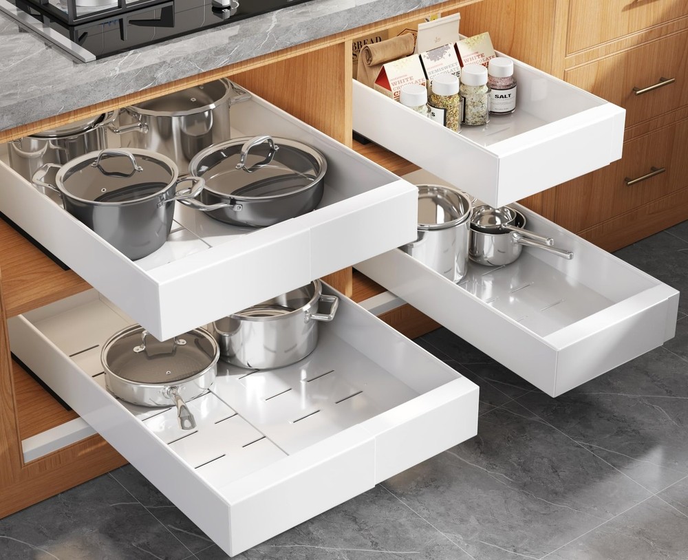 Organize Deep Cabinets Instantly - 4 Pack Pull Out Drawers