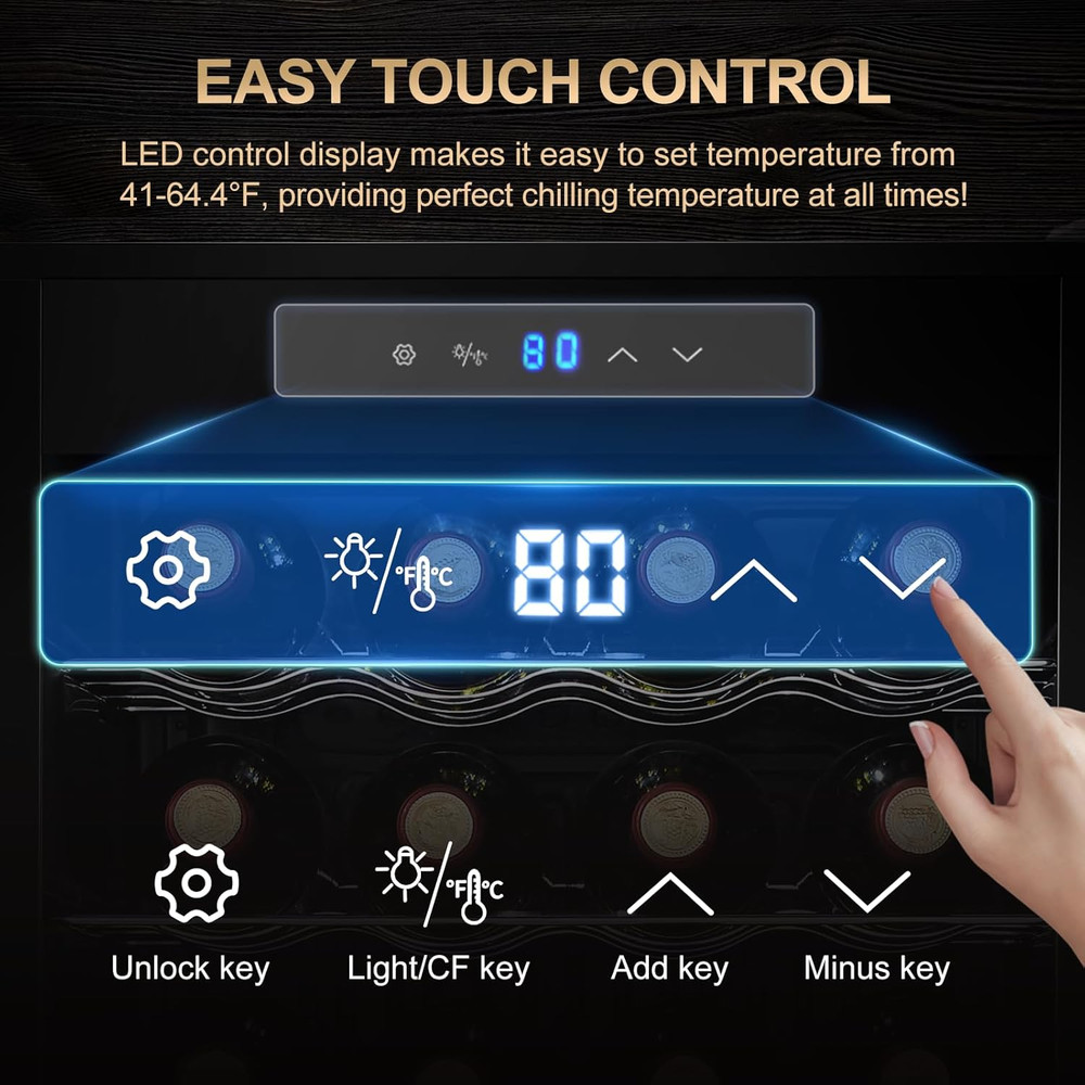 24 Bottle Wine Cooler Mini Fridge Digital Temperature Control Small Refrigerator