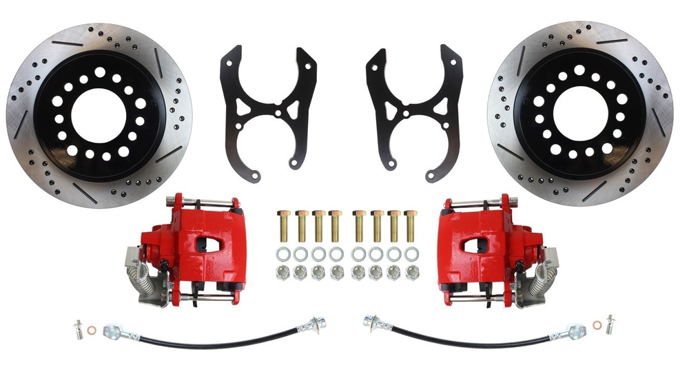88-00 Chevy C1500 Front & Rear Disc Brake Conversion, Red PC Calipers