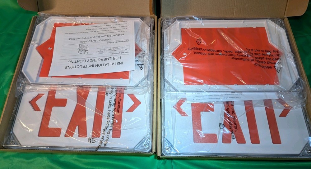 Saselux Red Exit Signs With Lights, Double Sided, 90 Min Battery Backup- 2 Pack!