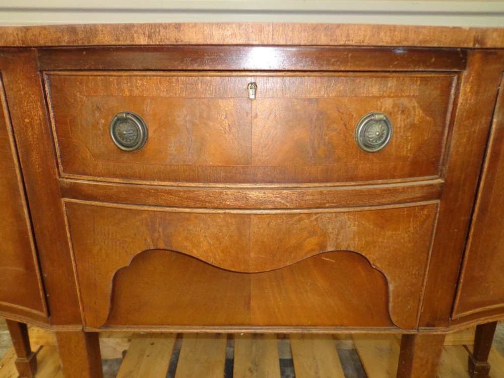 Vintage Antique Hepplewhite Cabinet Sideboard Buffet Bow Front