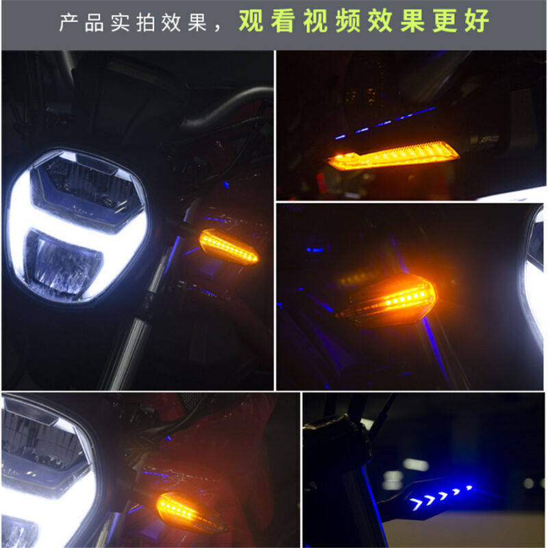 Pair White Motorcycle LED Turn Signal Light Flow Type Warning Light 12 Chips DRL