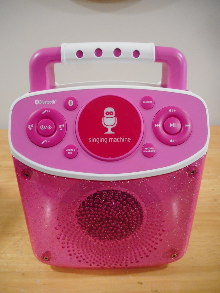 Singing Machine Sparkle Bluetooth LED Lights Karaoke System. missing mic's Pink