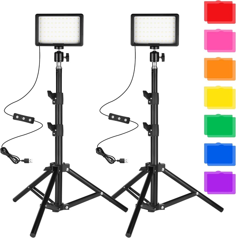 Complete LED Lighting Setup - To 48-in Dimmable Lights with Tripods & Filters