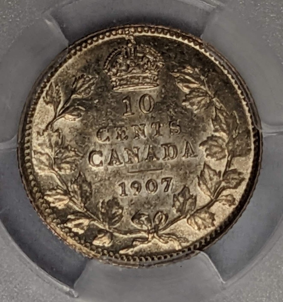 1907 Canada 10c PCGS AU 55